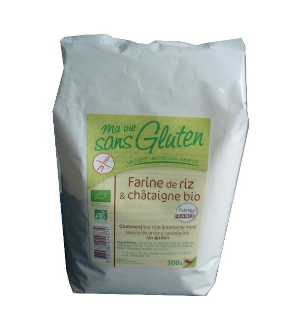 Ma vie sans gluten , Farine de riz & châtaigne Bio Sans Gluten 500g Ma vie sans gluten , Farine de riz & châtaigne Bio Sans Gluten 500g