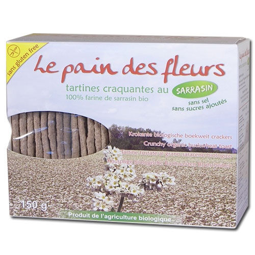 Le pain des fleurs, Tartines craquantes au Sarrasin, Sans Gluten, Sans Sel 150g Le pain des fleurs, Tartines craquantes au Sarrasin, Sans Gluten, Sans Sel 150g