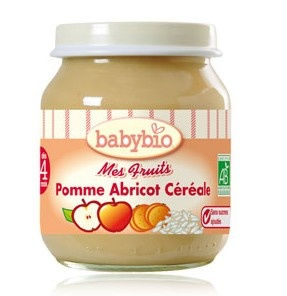 Babybio : Mes Fruits, Pomme Abricot Céréales ( dès 4 mois ) 130g Babybio : Mes Fruits, Pomme Abricot Céréales ( dès 4 mois ) 130g
