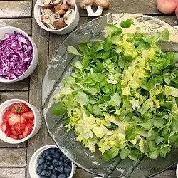 Fraises en salade verte